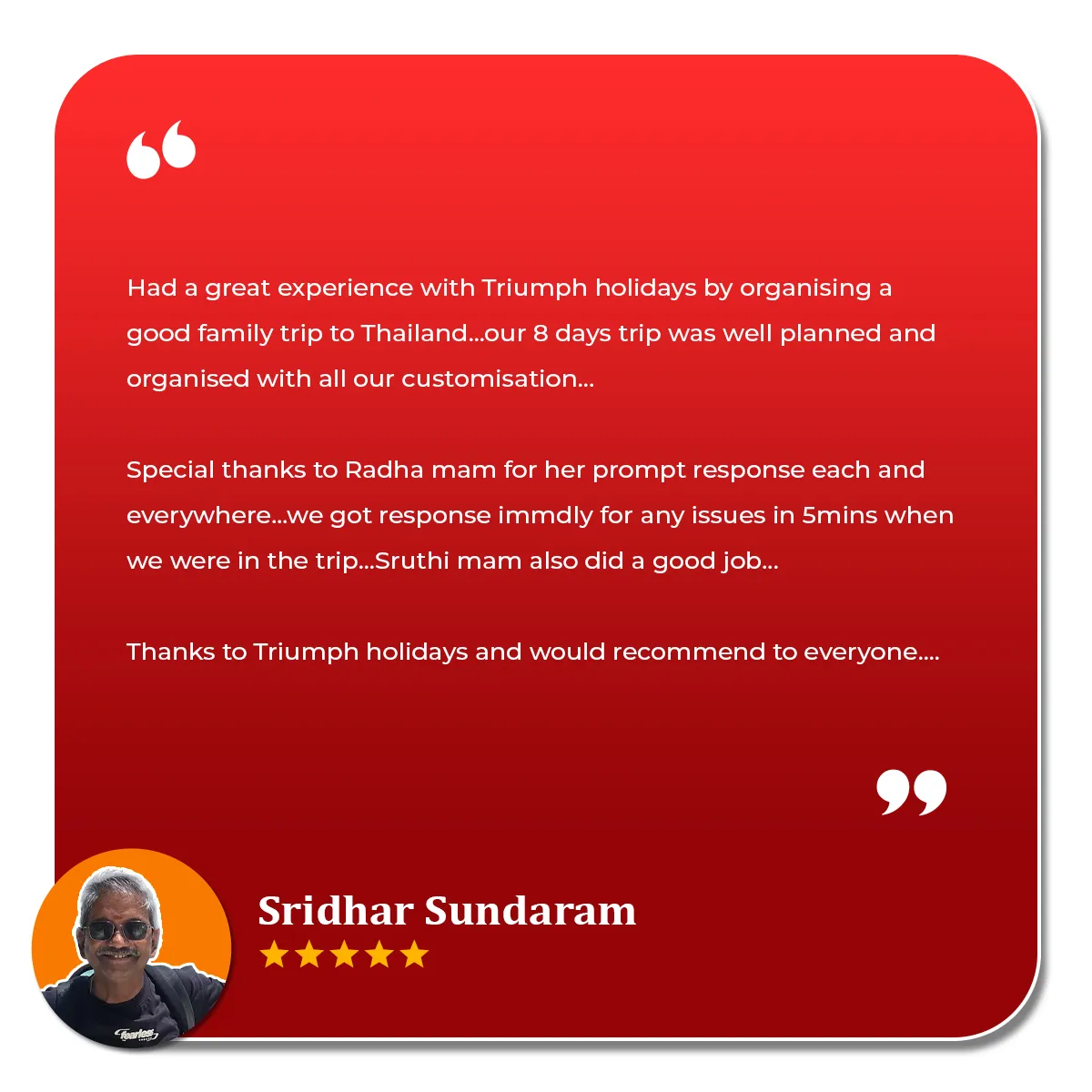 Sridhar Sundaram Review